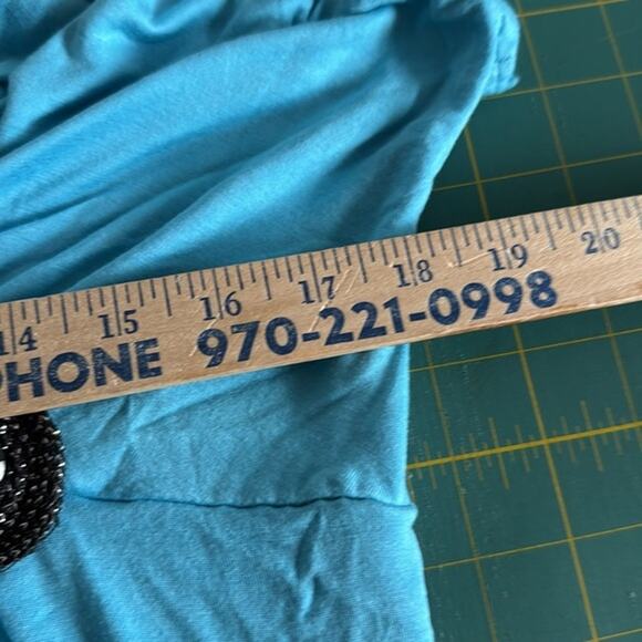 Studio Y Vintage Babydoll Y2K Women's Blue V-Neck Pullover Top Beaded sz  XL - Picture 5 of 6